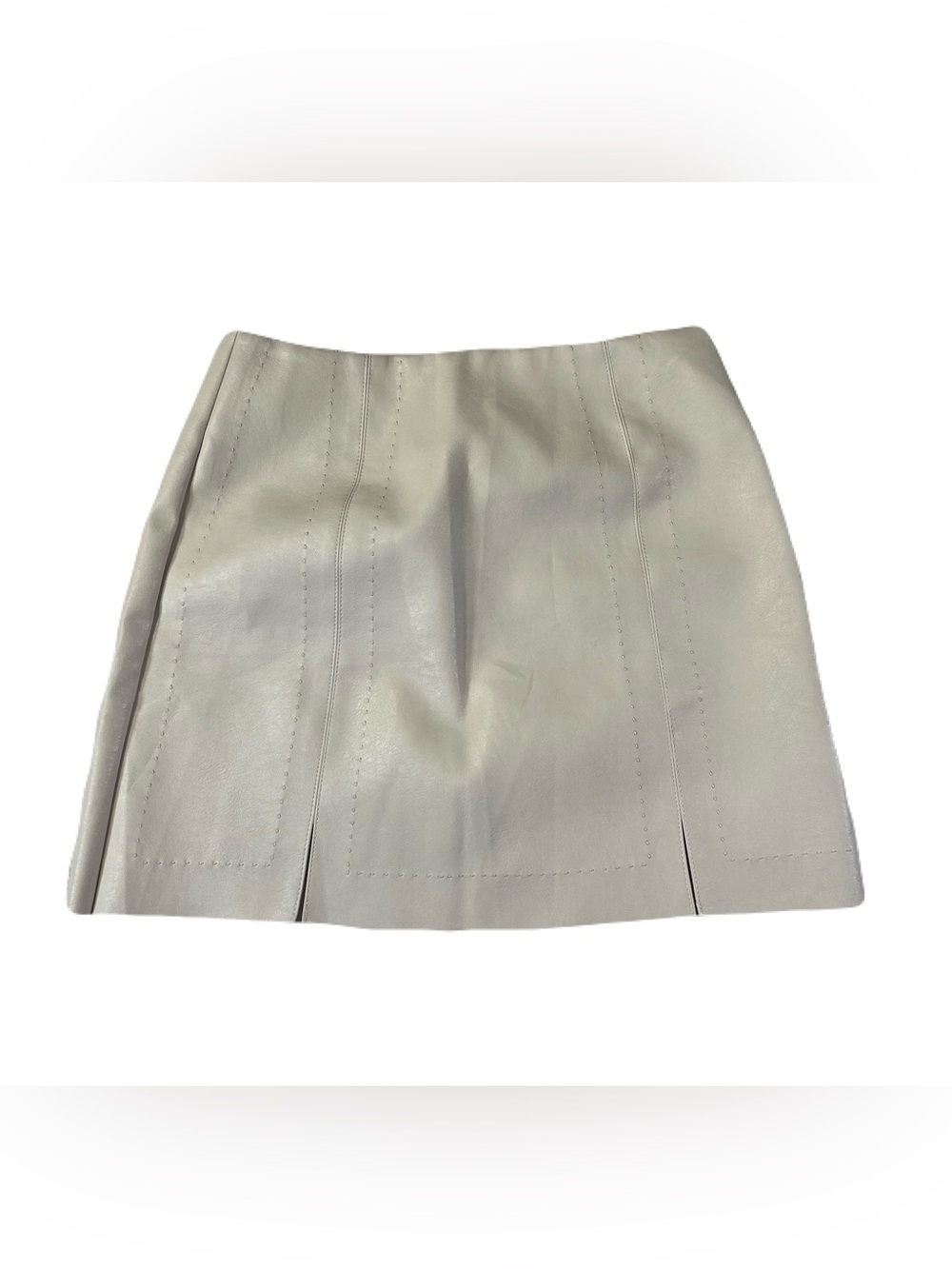 Franchesca’s Alya Cream Leather Mini Skirt with Front Slits